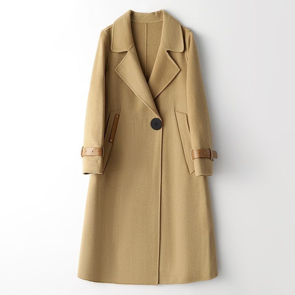 100% Wool Coat, British Trench Coat, Black - Picture 10 of 12